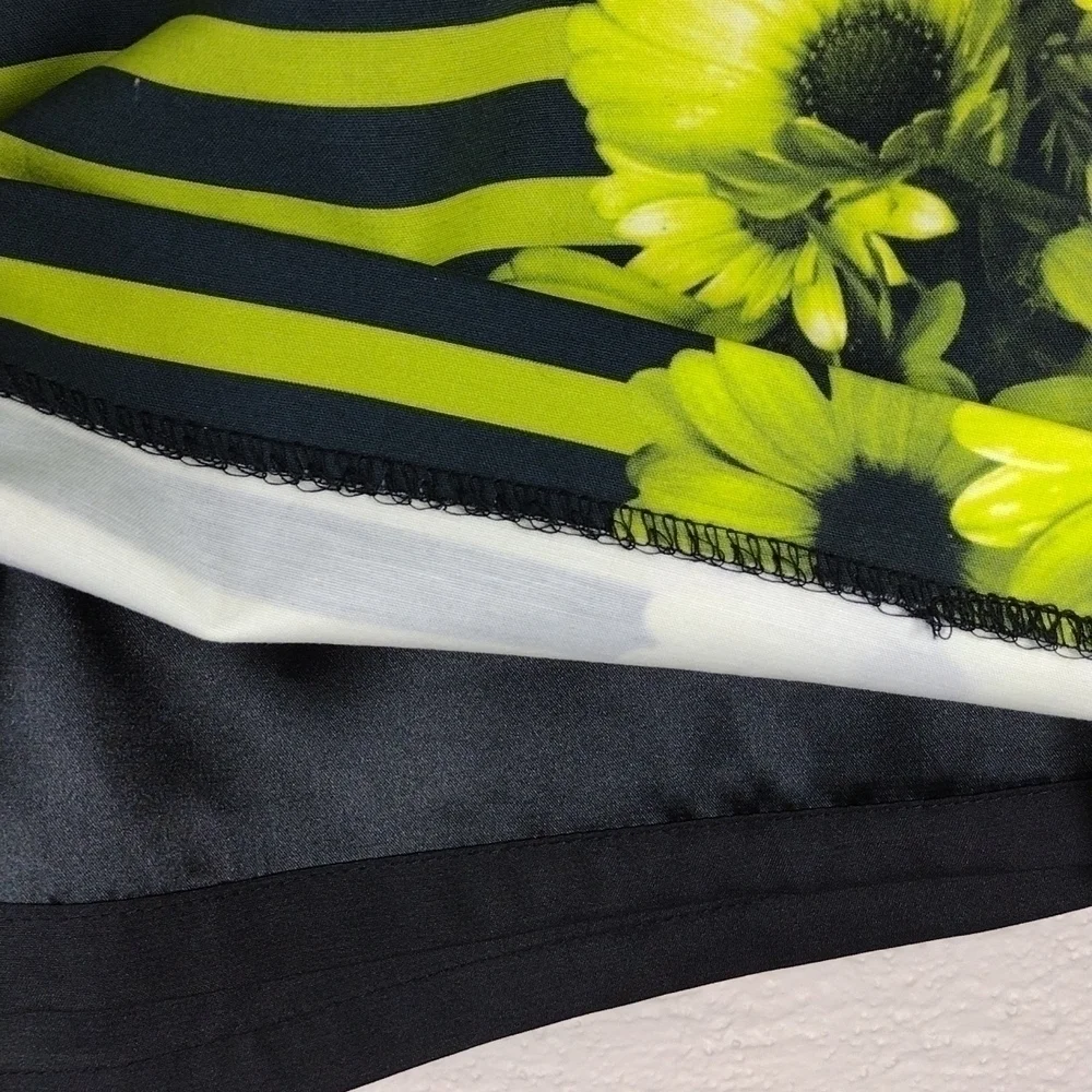 Michael Michael Kors Kiwi Floral Stripe Zipper Back Slip On A-Line Mini Skirt